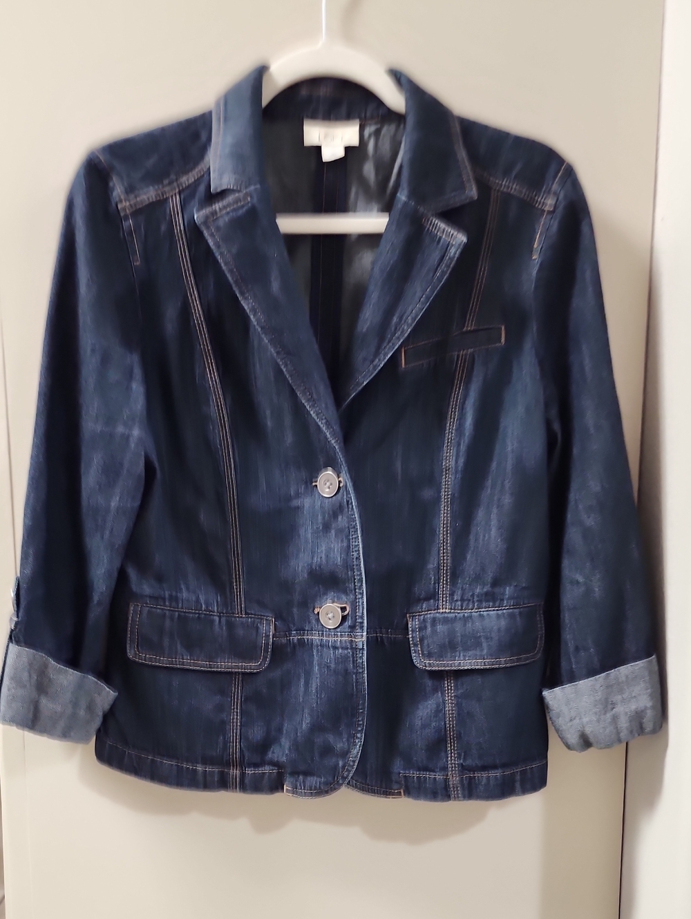 LOFT Women's Dark Blue Denim Blazer Jacket